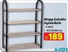 AHŞAP ÇUBUKLU AYAKKABILIK 4 KATLI 51X19X65 CM AHŞAP ÇUBUKLU AYAKKABILIK 4 KATLI 51X19X65 CM